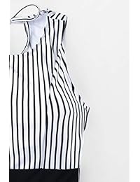 CUPSHE Traje de baño de una pieza con rayas negras para mujer