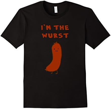 Men's I'm the Wurst Pun Tee Shirt Humor Large Black