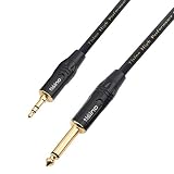 TISINO 1/4 inch TS Mono to 1/8 inch(3.5mm) TRS Stereo Interconnect Cable(Mono to Stereo)- 6 feet