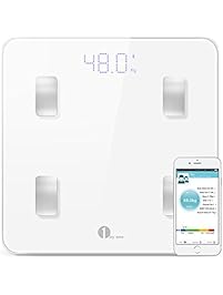 1byone Bluetooth Body Fat Scale with IOS and Android App Smart Wireless Digital Bathroom Scale for Body weight, Body Fat, Water, Muscle Mass, BMI, BMR, Bone Mass and Visceral Fat, White