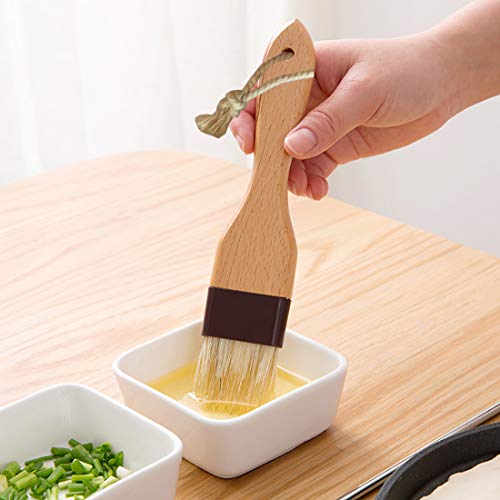 Saizone Pastry Brush Natural Bristle Basting Brush Kitchen Oil Brush with Beech Wooden Handle and Hanging Rope String (1 inch & 1.5 inch)