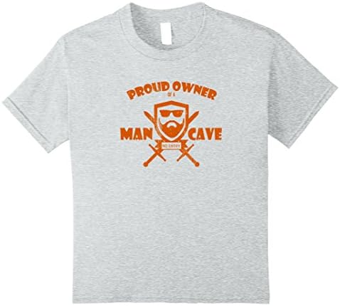 Kids Proud Owner of a Man Cave - No Entry T-shirt 12 Heather Grey