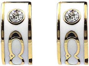 COACH コーチ ピアス 両耳用 アクセサリー ジュエリー レディース フープ 89251 CUD ゴールド×ホワイト [並行輸入品]
