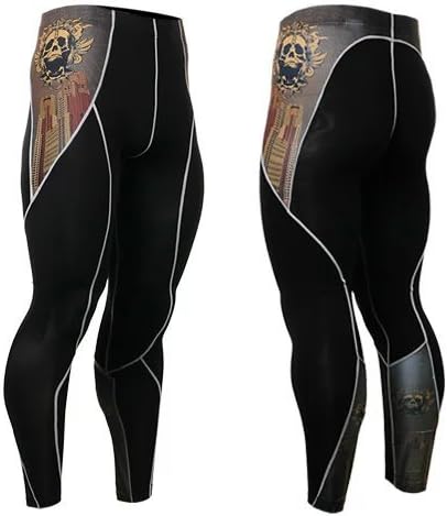 Men's Spandex Cycling Skin Compression Tights Base Layer Full Length Asian Size M-4XL Black