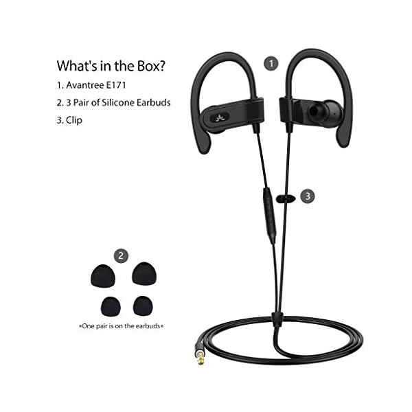 Avantree E171 Sports Earbuds Wired with Microphone, Sweatproof Wrap