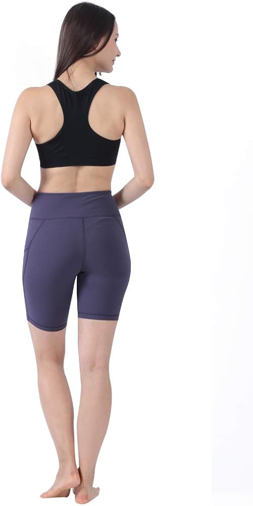 DD DEMOISELLE Women High Waist Stretchy Tummy Control Yoga Shorts with Pockets: Clothing