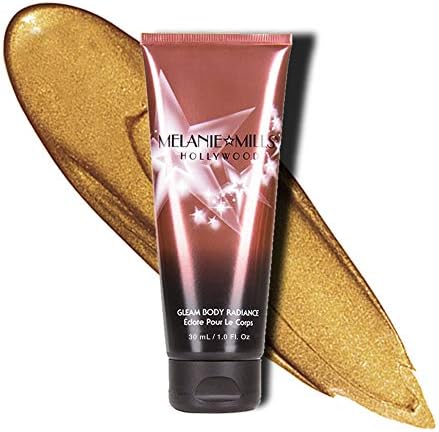 Melanie Mills Hollywood Gleam Body Radiance All In One Makeup, Moisturizer & Glow For Face & Body - Bronze Gold, Mini 1 fl.oz.