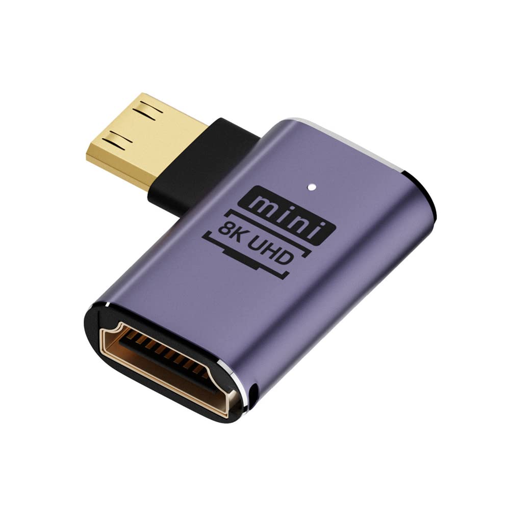 NFHK Right Angled Mini HDMI Male to HDMI 2.1 Female UHD Extension Gold Converter Adapter Support 8K 60hz HDTV