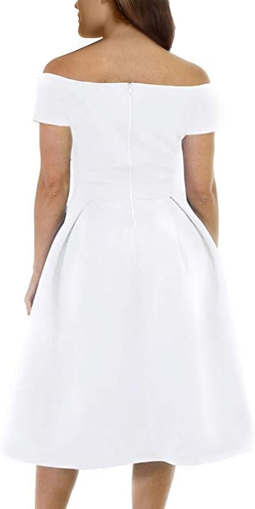 LALAGEN Women's Plus Size Vintage 1950s Party Cocktail Wedding Swing Midi Dress: Clothing