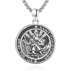 DOTBJ St Christopher Round Medal Necklace, 925