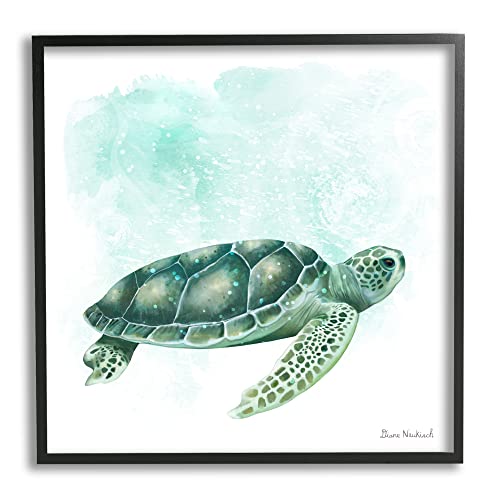 Stupell Industries Speckled Green Sea Turtle Marine Life Painting, Design by Di…