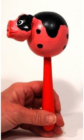 Pig Animal Maracas - Hand Carved Handmade Wooden Musical Instrument - (MRC-APIG)