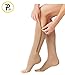 Presadee NEW (BIG & TALL 3XL) Open Toe Knee Length Zipper Up Compression Hosiery Calf Leg Support Stocking Stocks (Beige)