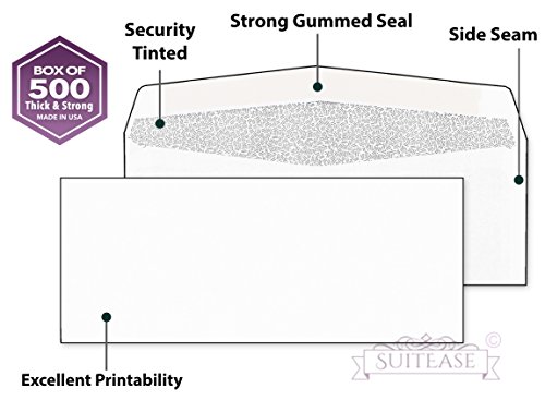 500 Envelopes, WindowLess Design, Security Tinted for Secure Personal And Business Mailing #10 Envelope [White-24 LB] Size 4 1/8 x 9 1/2, Side Seam ~Pack of 500~ Excellent Printability - Thumbnail 5