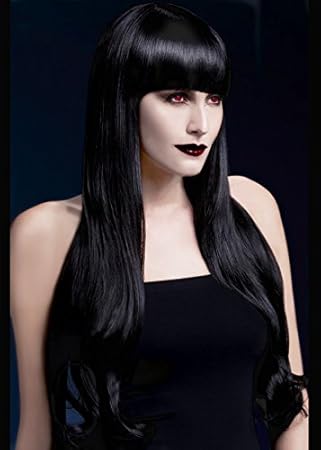 Damen Halloween Deluxe Gothic Extra Lang Schwarz Bella