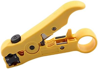 UBEI Cable Stripper Cutter for Round/Flat UTP Cat5 Cat6 Coax Coaxial Wire Stripping Universal Tool Yellow