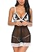 Oheetu Women Sexy Lingerie Lace Babydoll Convertible Bra Set Splicing Chemises