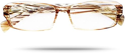 Premier Anti-fatigue Rectangular Frame Designer Reading Eyeglasses in Pale Beige Woodprint (2.5)