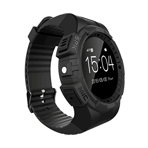 TechComm V11S Bluetooth Smartwatch with 3DG-Sensor, Fitness Tracker, Pedometer, Sleep Monitor and Built-in Camera - Black