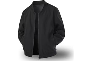 Men's Lightweight Bomber Jacket Spring Fall Casual Windbreaker Full-Zip Coat with Side Pockets