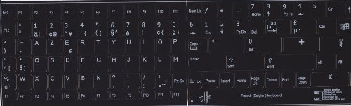 FRENCH (BELGIAN) REPLACEMENT KEYBOARD STICKER NON TRANSPARENT BLACK FOR COMPUTER LAPTOP DESKTOP PC