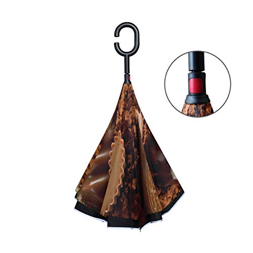 Reverse Umbrella Valentine's Day Chocolate Stylish Inverted Umbrella Reversible for Golf Car Travel Rain Outdoor Black - Thumbnail 3