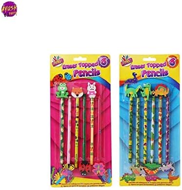 Ayush Party 6 NOVELTY ERASER TOP PENCILS,Art Supplys, Drawing, Sketching for kids,children's,novelty & adults perfect gift for all