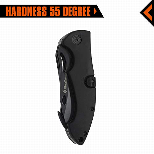 KingCamp Tactical Survival Multifunction Stainless Steel Folding Knife Liner Lock, Hollowing-Out Handle & Belt Clip for Outdoor Camping, Emergency