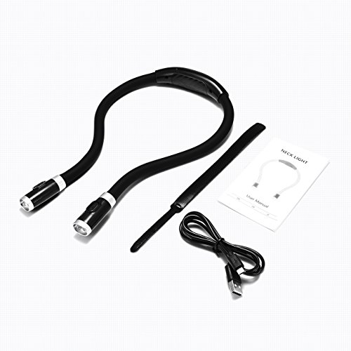 LED Reading Light, TOPELEK Rechargeable Neck Light with 3 Brightness, Hand-Free Light, Flexible Soft Arms Comfortable Wear, Stable and Anti-Slip, Perfect for Reading