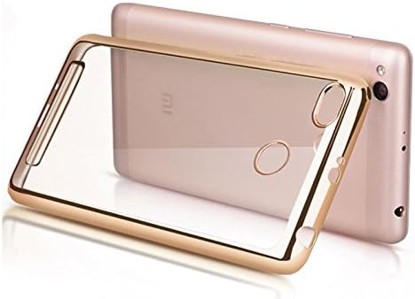 Tarkan Ultra Slim Flexible Soft Back Case Cover for Xiaomi Redmi 3S & Redmi 3S Prime (Gold, Transparent)