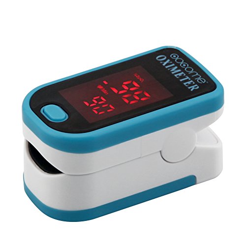 OOCOME Fingertip Pulse Oximeter LED Display Digital Portable Blood Oxygen with lanyard Blue