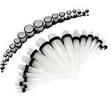 BodyJ4You 36 Pieces Gauges Kit Clear Glow in The Dark Tapers with Glow Plugs 14G-00G Stretching Kit - 18 Pairs