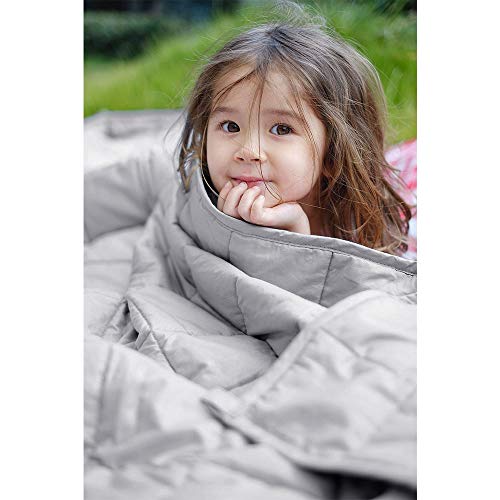 ZonLi Kid Weighted Blanket 5 lbs(36''x48'', Light Grey), Cooling