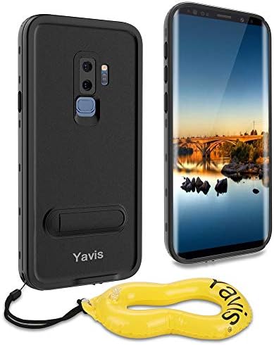 YAVIS [Update] Galaxy S9 Plus Waterproof Case, Shockproof Dustproof Phone Case IP68 Underwater Cover with Built-in Screen Protector & Kickstand Compatible for Samsung Galaxy S9+ (Black)