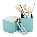 amoore 8 Pcs Makeup Brush Makeup Brushes with Case Makeup Brush set Foundation Brush Powder Brush (8 Pcs, Mint Green)