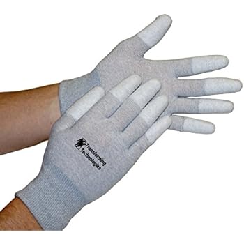 Transforming Technologies GL4504T Coated Finger Tip ESD Glove, Large, 12-Pack
