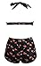 Cocoship Retro Cherry Rose Flamingo Halter High Waisted Bikini Vintage Swimsuit(FBA)
