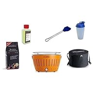  Lotusgrill Lotusgrill klein orange Edelstahl Stahl Kunststoff Camping Balkon Picknick ✔ rund ✔ tragbar rauchfrei ✔ Grillen mit Holzkohle ✔ für den Tisch 