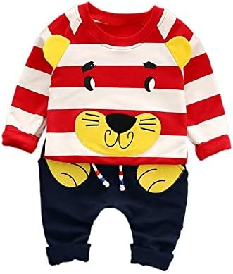 AP Boutique A P Boutique Baby Boy Girl Clothing Set Long Sleeves Tshirt Tracksuit Dog Face Red White Cartoon Cloth (3-6 Months)