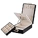 MBLife Laminated Leather Black Double Layer Internal Mirror Travel Jewelry Box