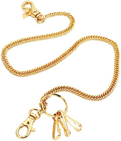 UNIQSUMLightweight Super Thin Cut Link Wallet Chain Swivel Trigger snap Biker Punk Key Chain (Gold)