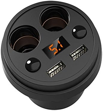 Fjiujin,Multi-functional Cup Shape Car Charger Dual USB Three A Fast Charging(color:BLACK)