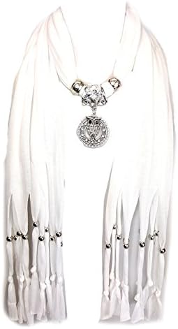 GFM Womens Jewelled OWL Or Butterfly Pendant Jewellery Scarf