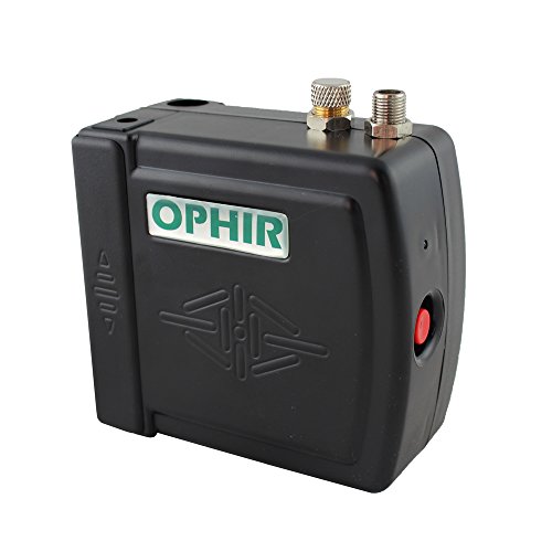 OPHIR 0.35mm Dual-Action Airbrush Kit 12V Black Mini Airbrush Compressor Nail Art Cake (Black)