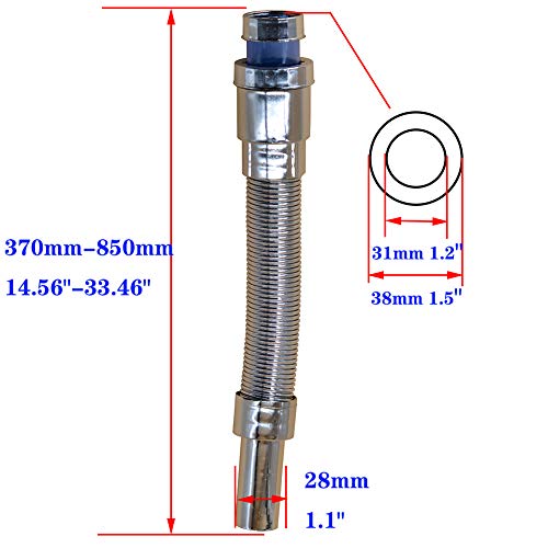 HCDMRE Extension Sink Drains Pipe, Bathroom Sink Drains, Kitchen Sink Installation Parts, Lavatory Sink Tailpiece, Tail Pipe Extension for Vessel Sink, Drain Flexible for Basin Bath or Kitchen Sink