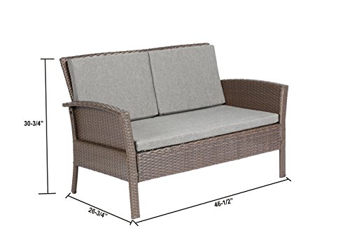Baner Garden Outdoor Furniture Complete Patio 4 Piece Polyethylene Wicker Rattan Garden Set, Brown (N57-BR) - Thumbnail 7