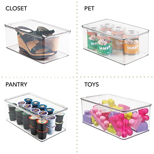 mDesign Stackable Plastic Closet Storage Container Bin Box with Hinge