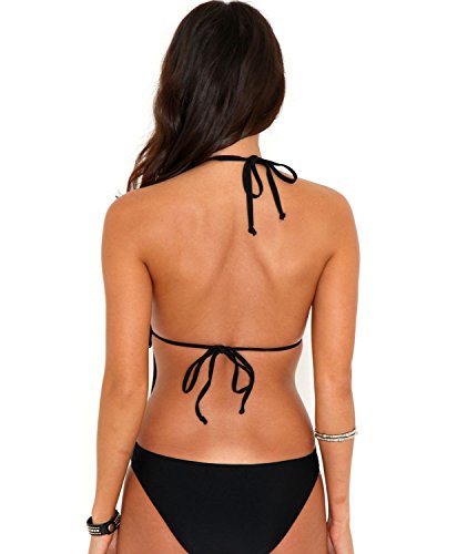 V28 Padded One Piece Fringed Swimsuit Swimwear Monokini (US size: XXXL, Black2) - Thumbnail 4