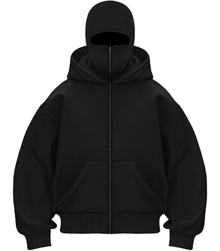 Amazon.com: EUDOLAH Men's Balaclava Hoodie Half Zipper Jacket