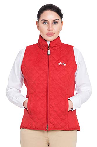 Equine Couture Women's Spinnaker Micro Suede Vest, Red, Small